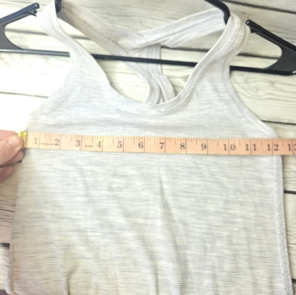 Lululemon Cool Racerback Tank Gray White Stripe Racerback Yoga Top (No Size) Sm - Picture 5 of 5
